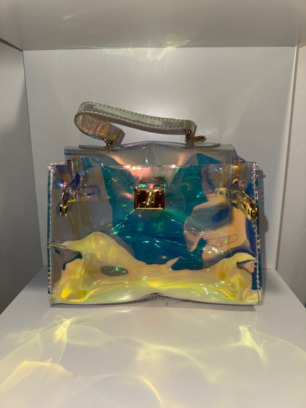Iridescent Clear Top-Handle Women’s Bag